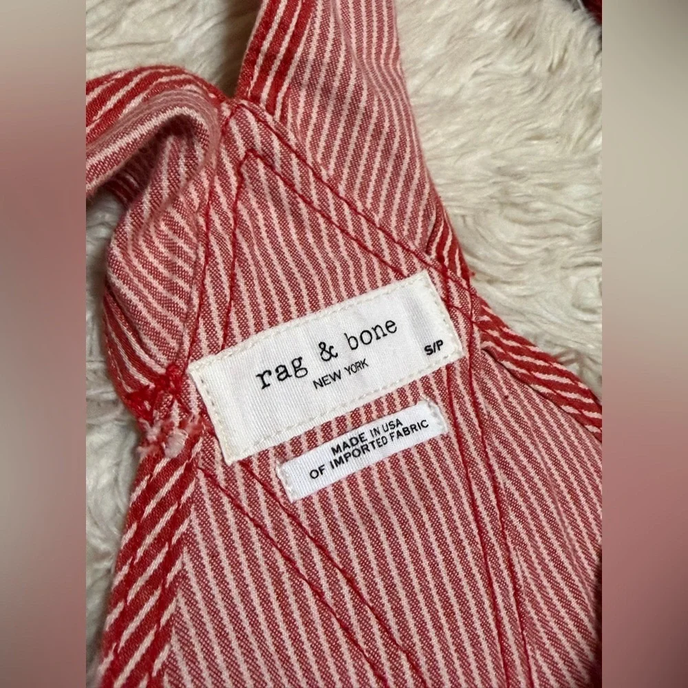 NWT Rag & Bone Red & White Striped Workwear Overalls - Size Small - Picture 4 of 6